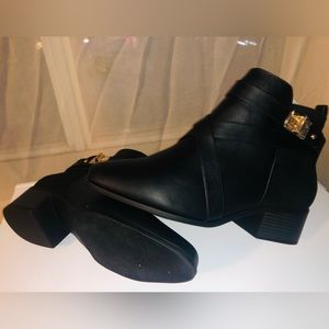 Black booties with gold accents great for Fall/winter